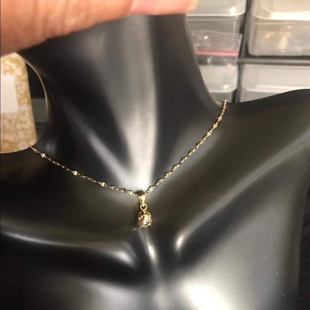 18k 18” REAL GOLD Ball necklace